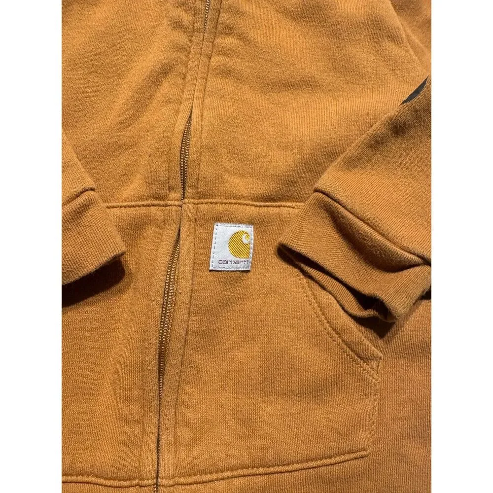 Carhartt Brown Hooded Fleece Zip-Up One Piece Baby Romper